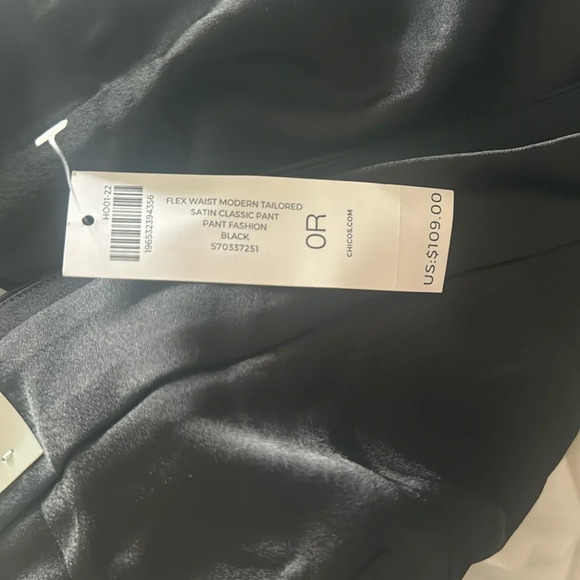 Chico’s Flex Waist Modern Tailored Satin Classic Pant Black - Picture 3 of 5